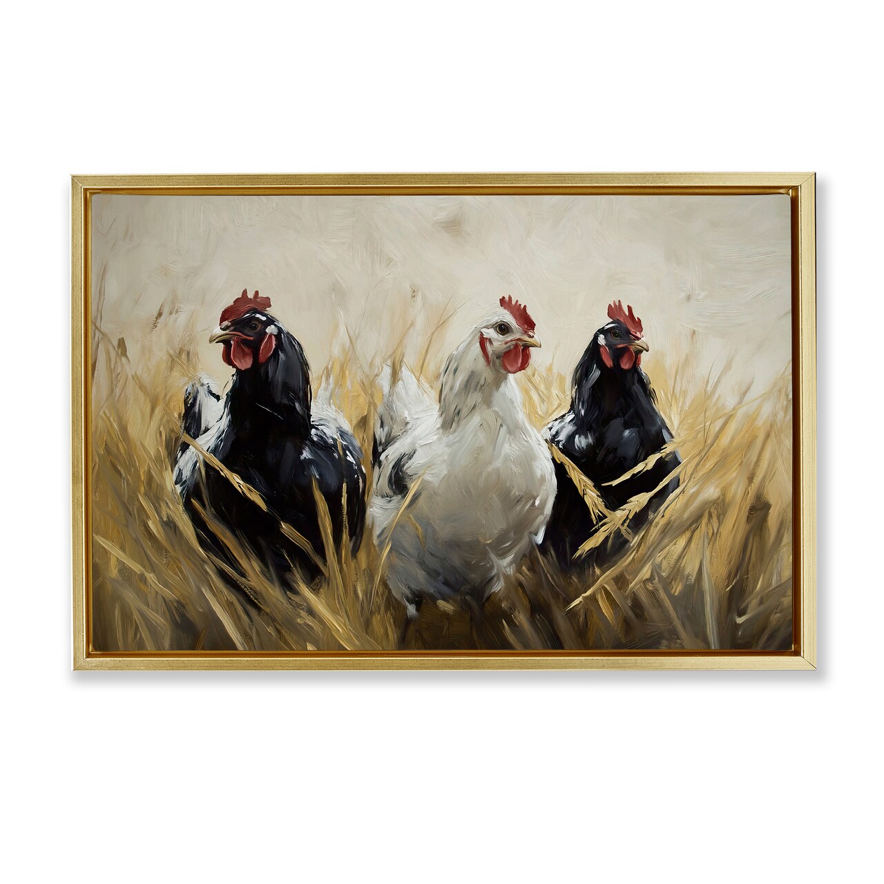 Stupell Industries Chickens In Wheat Field Floating Frame, design by Tina LeCour